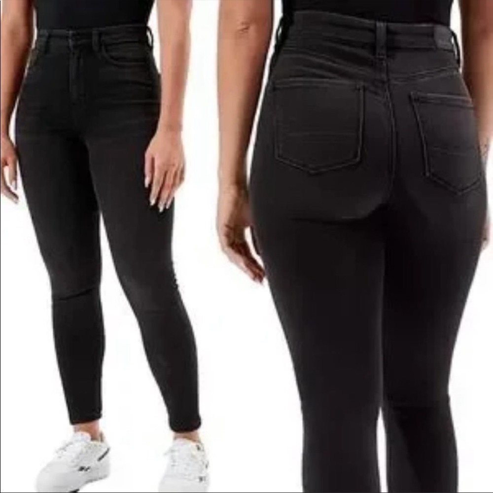 American Eagle Curvy High Rise Jeggings Black Size 16 Short Jeans Denim